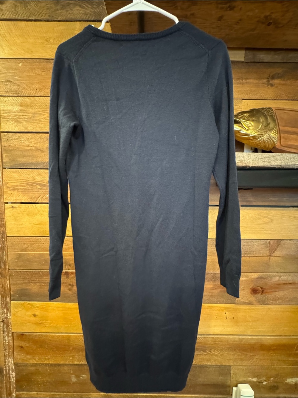 100% Marino Wool Ralph Lauren Black V-Neck Sweater Dress - Picture 3 of 3